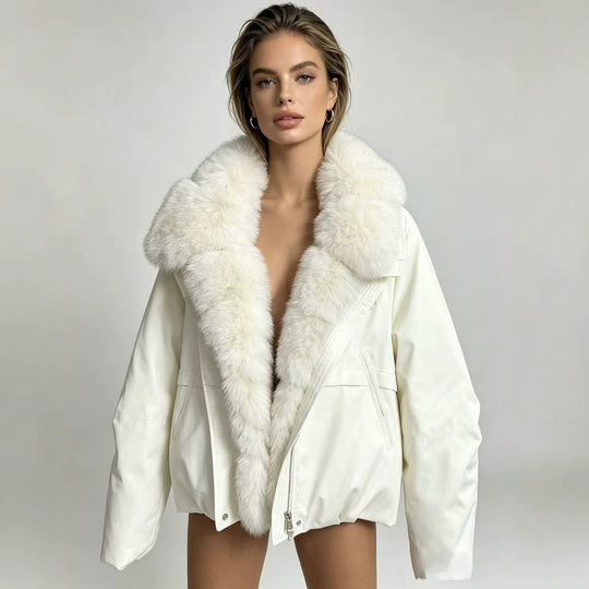 Damen nan taillierte Parka-Bomberjacke mit voluminösem Webpelzkragen und windabweisender Außenhülle Shop Nory