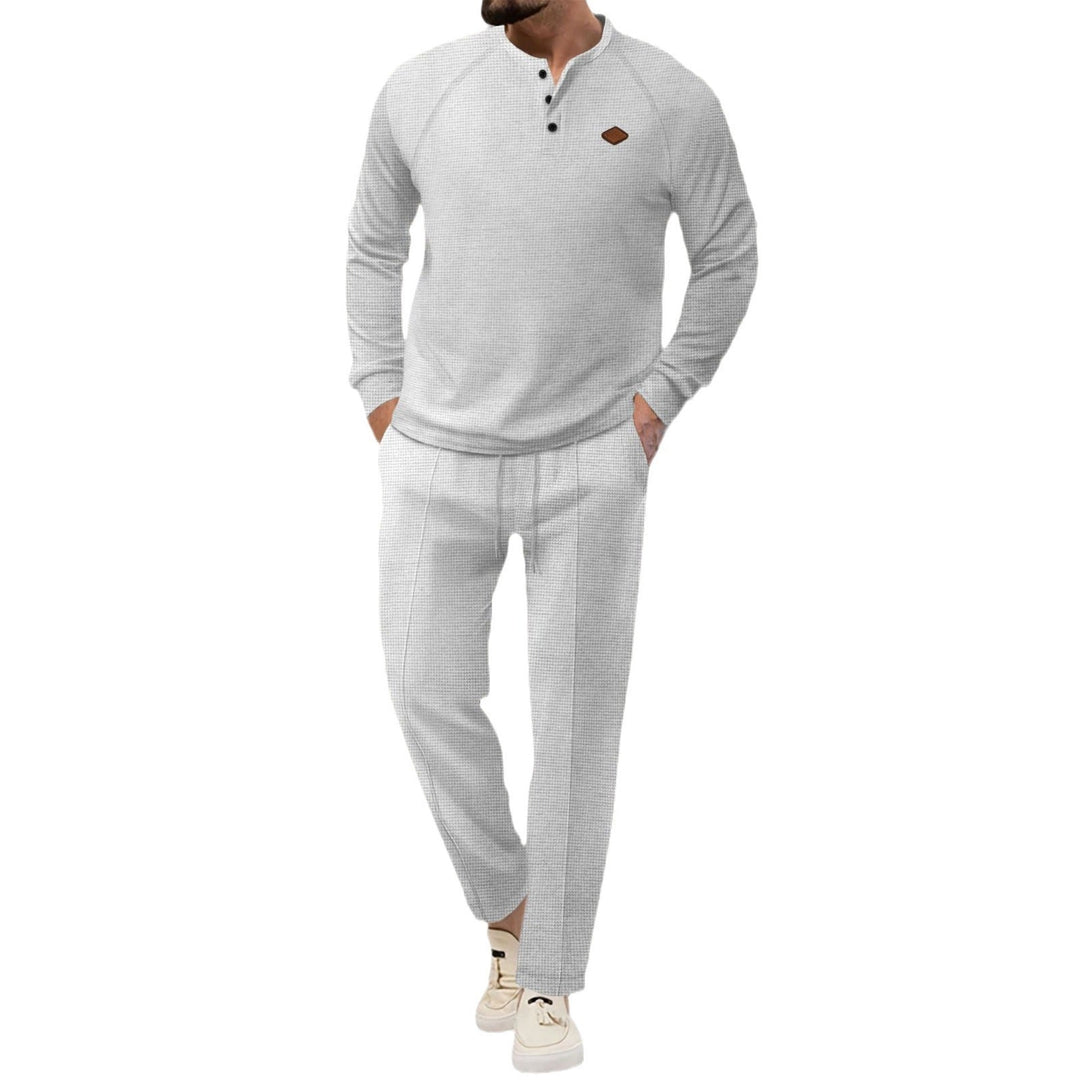 Herren hochwertiger Freizeitanzug mit Knopfleiste und eleganten Taschen
