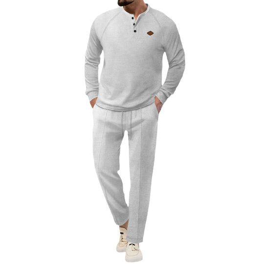 Herren hochwertiger Freizeitanzug mit Knopfleiste und eleganten Taschen