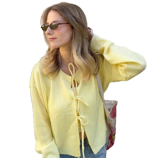 Damen Strickcardigan mit frontaler Schnürung & legerer Oversize-Silhouette Shop Nory
