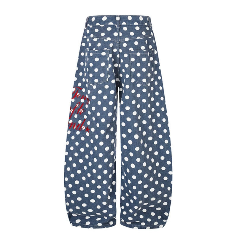 Damen Weite Culotte-Jeans mit Polka-Dot, ballonförmigem Saum und hoher Taille Shop Nory
