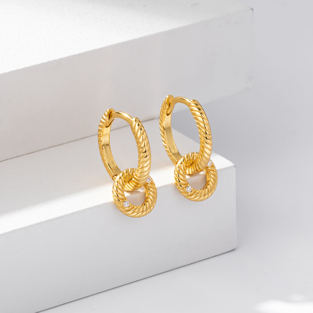 Damen Creolen mit elegantem Ketten- und Zirkon-Design Shop Nory
