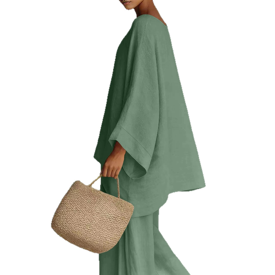 Damen Lässiges Oversize-Kaftanoberteil mit weiten Palazzohosen Shop Nory