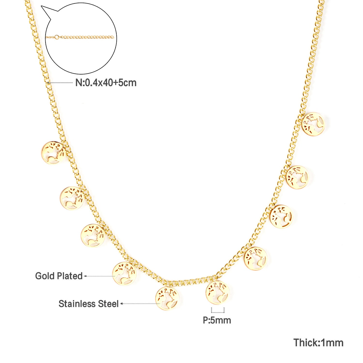 Damen elegante Goldplattierte Halskette mit geometrischen Anhängern Shop Nory