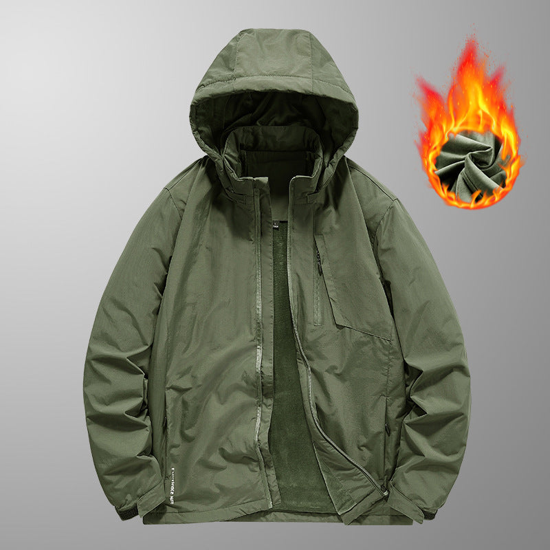 Herren wasserabweisende Kapuzen-Fieldjacke mit Thermofutter und verdecktem Reißverschluss Shop Nory