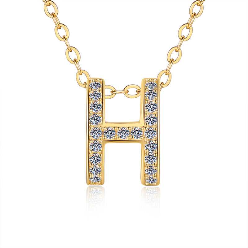 Damen Halskette mit funkelndem Buchstaben-Anhänger aus Zirkonia Shop Nory