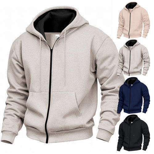 Herren Premium Kapuzenjacke mit durchgehendem Reißverschluss und weichem Fleece-Futter