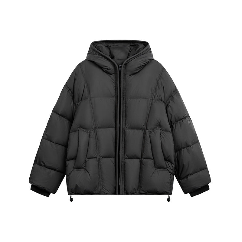 Damen Kurze Wattierte Kapuzenjacke mit Kordelzug und Reißverschluss Shop Nory