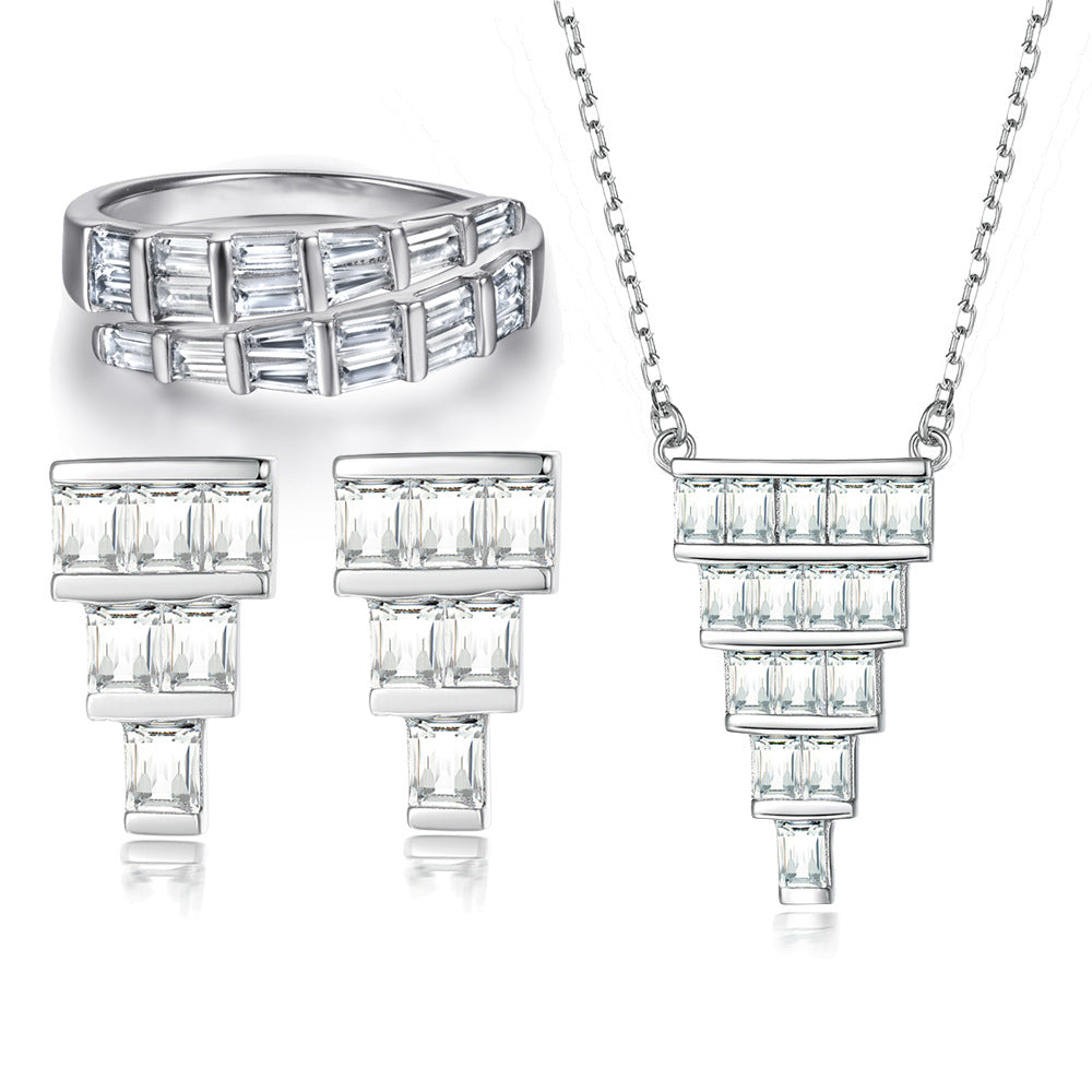 Damen eleganter Baguette-Ring mit funkelnden Zirkoniasteinen Shop Nory