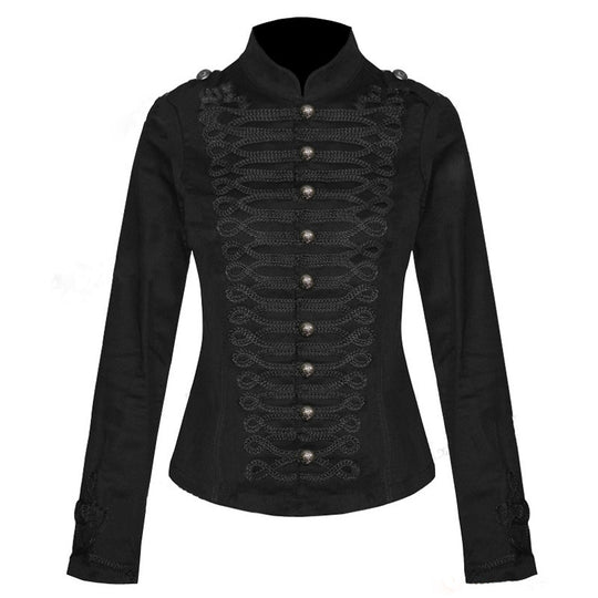 Damen Taillierte Militärjacke mit Stehkragen und dekorativer Kordelverzierung Shop Nory