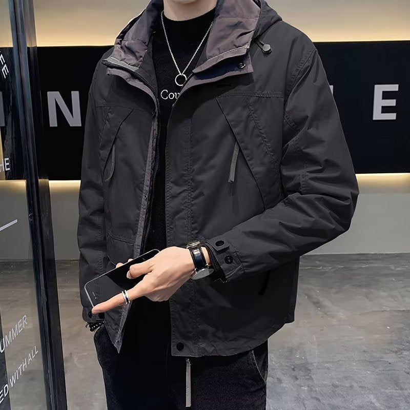 Herren Leichte Funktionsjacke mit Kapuze, wasserabweisender Mikro-Finish und Multifunktions-Taschen Shop Nory
