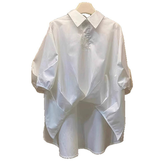Damen Oversize-Bluse mit dramatischem Drapé-Rücken und Puffärmeln Shop Nory