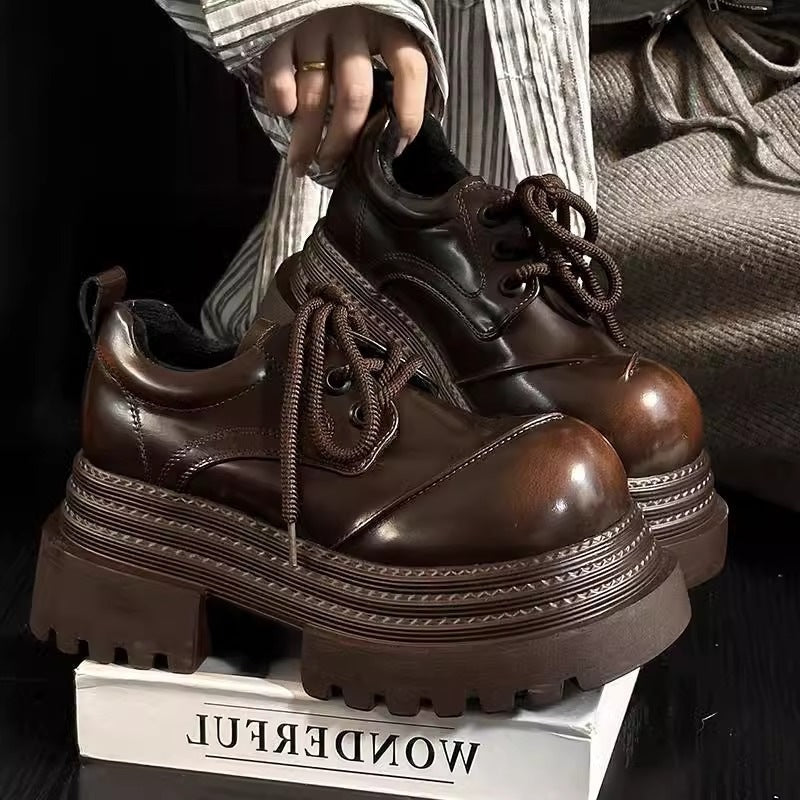 Damen Chunky Schnürschuhe mit doppelter Sohle und innovative Akzent Shopnory