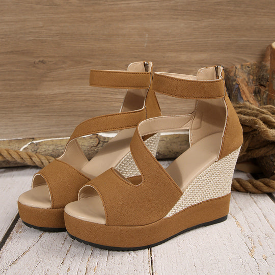 Damen Wedge-Sandaletten mit modischem Riemendesign und anatomischem Fußbett