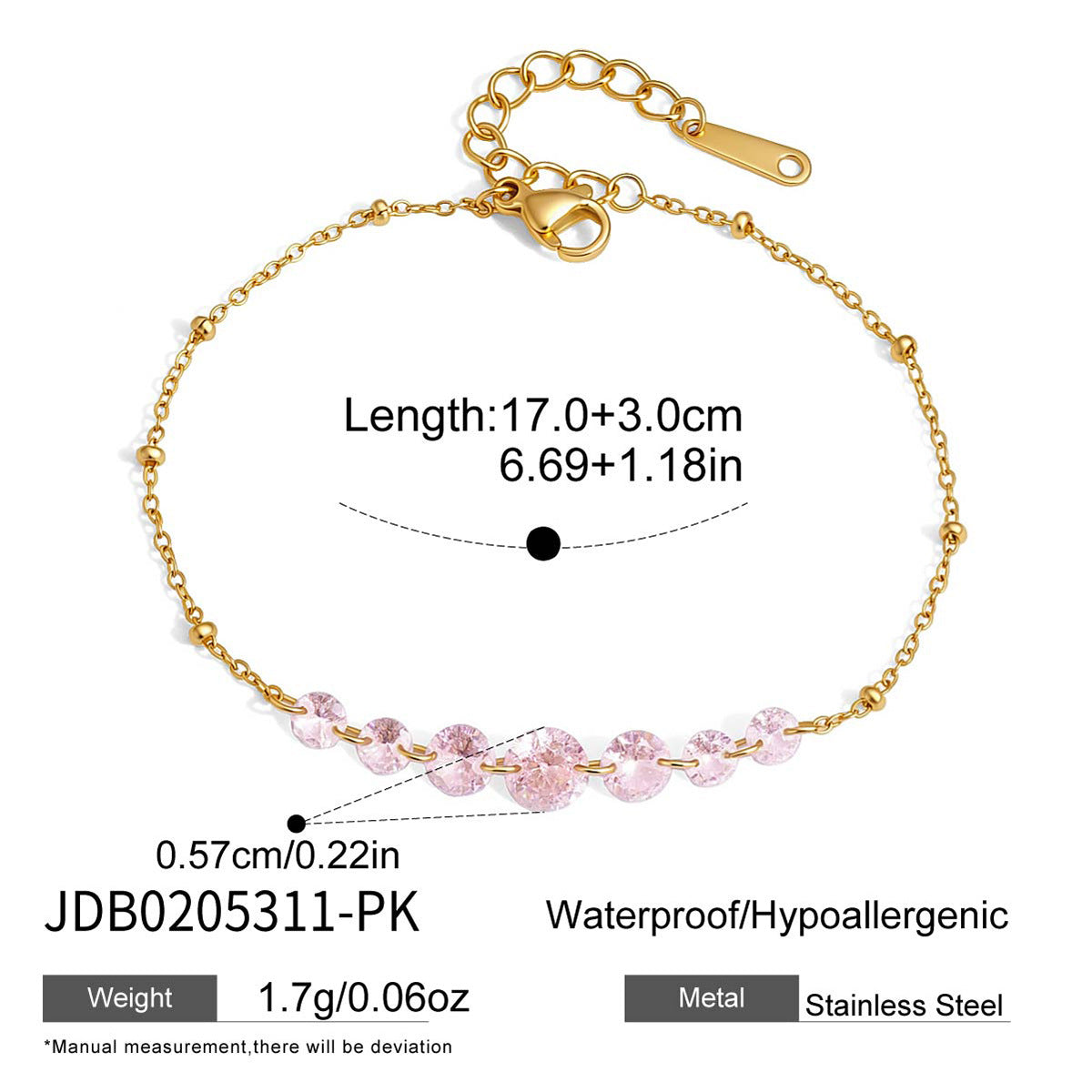 Damen Armband mit funkelnden Kristallen und verstellbarem Verschluss Shop Nory