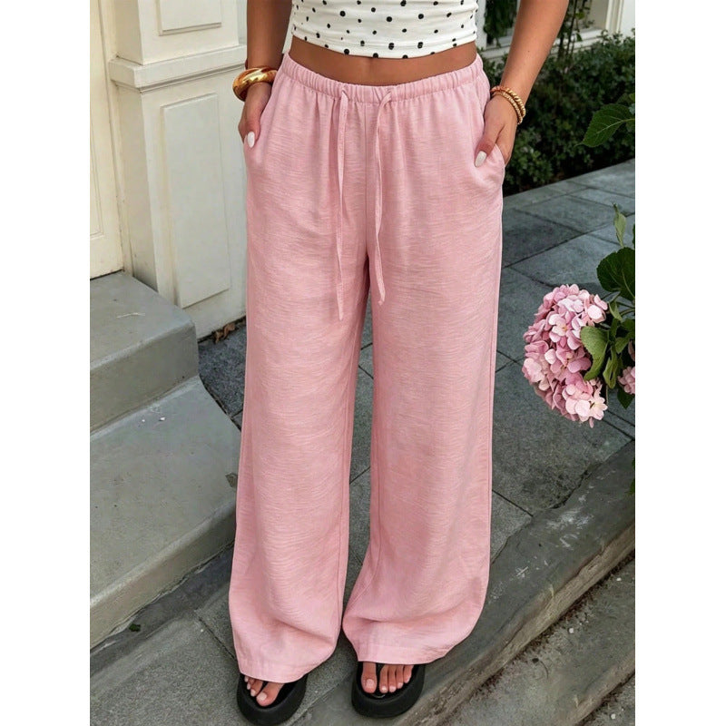 Damen Leichte Palazzohose mit weitem Bein, elastischem Bund und Kordelzug Shop Nory
