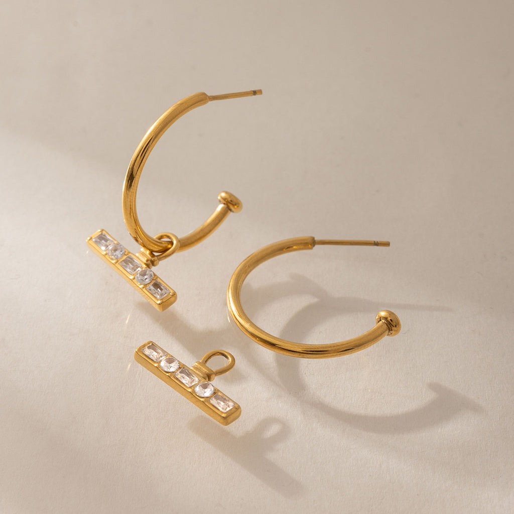 Damen Ohrhänger mit funkelndem Kristallschmuck und hypoallergener Edelstahlverarbeitung Shop Nory