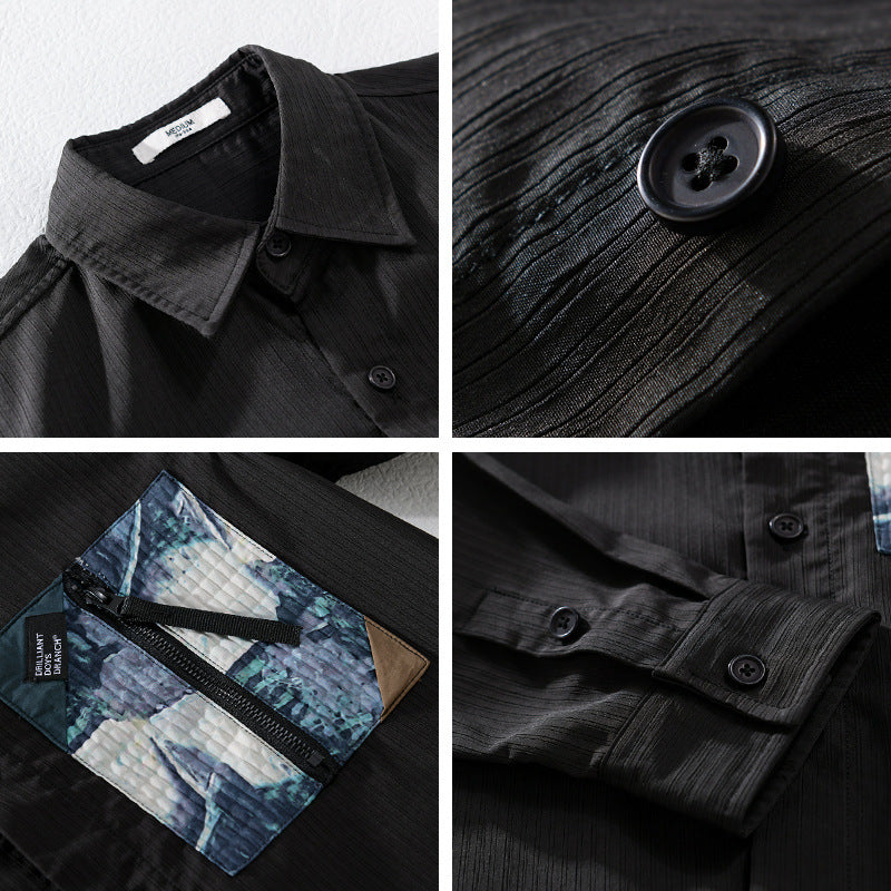 Herren Leichtes Hemdjacke-Overshirt mit kontrastierter Reißverschluss-Brusttasche und Relaxed-Fit Shop Nory