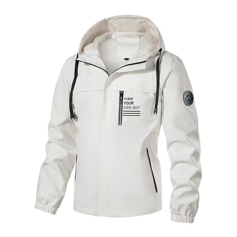 Herren Softshell-Outdoorjacke mit Kapuze, wasserabweisend und Brust-Reißverschlusstasche Shop Nory