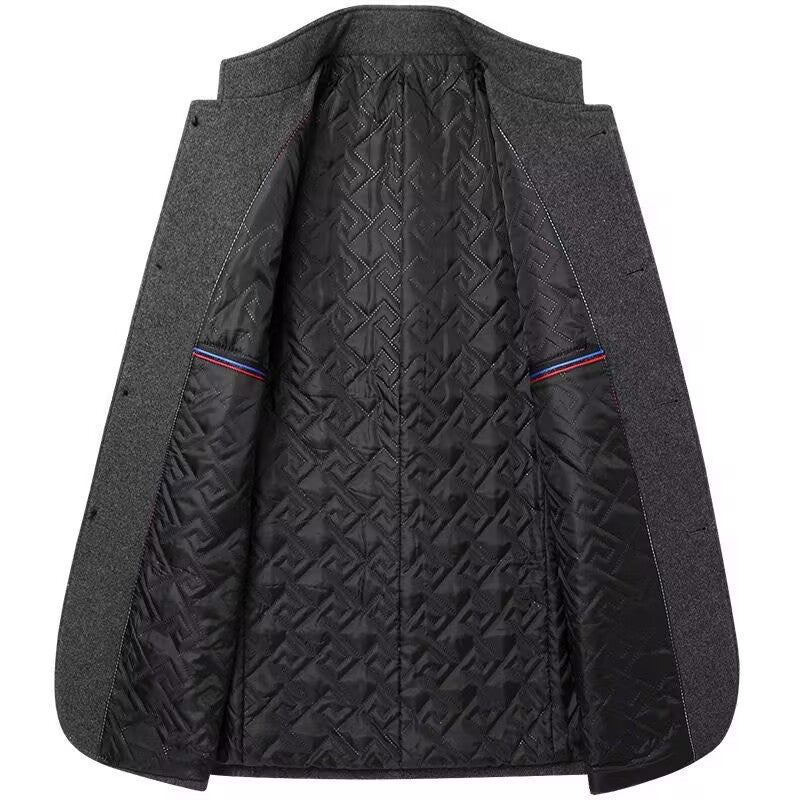 Herren Wollmisch-Mantel mit Stehkragen, gesteppter Thermoisolierung und verdeckter Knopfleiste Shop Nory