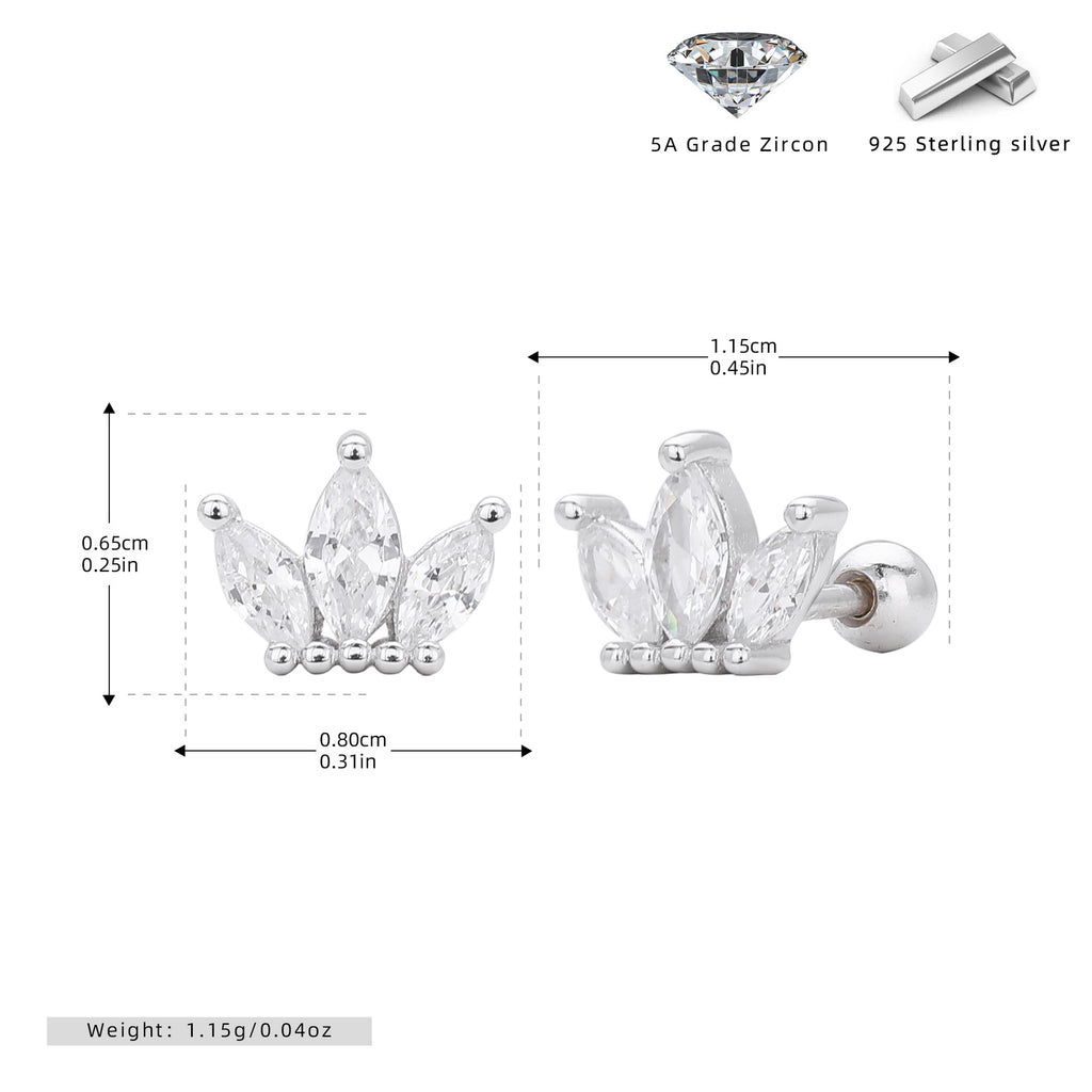 Damen Ohrstecker mit elegantem Krone-Design aus hochwertigem 925 Sterling Silber Shop Nory