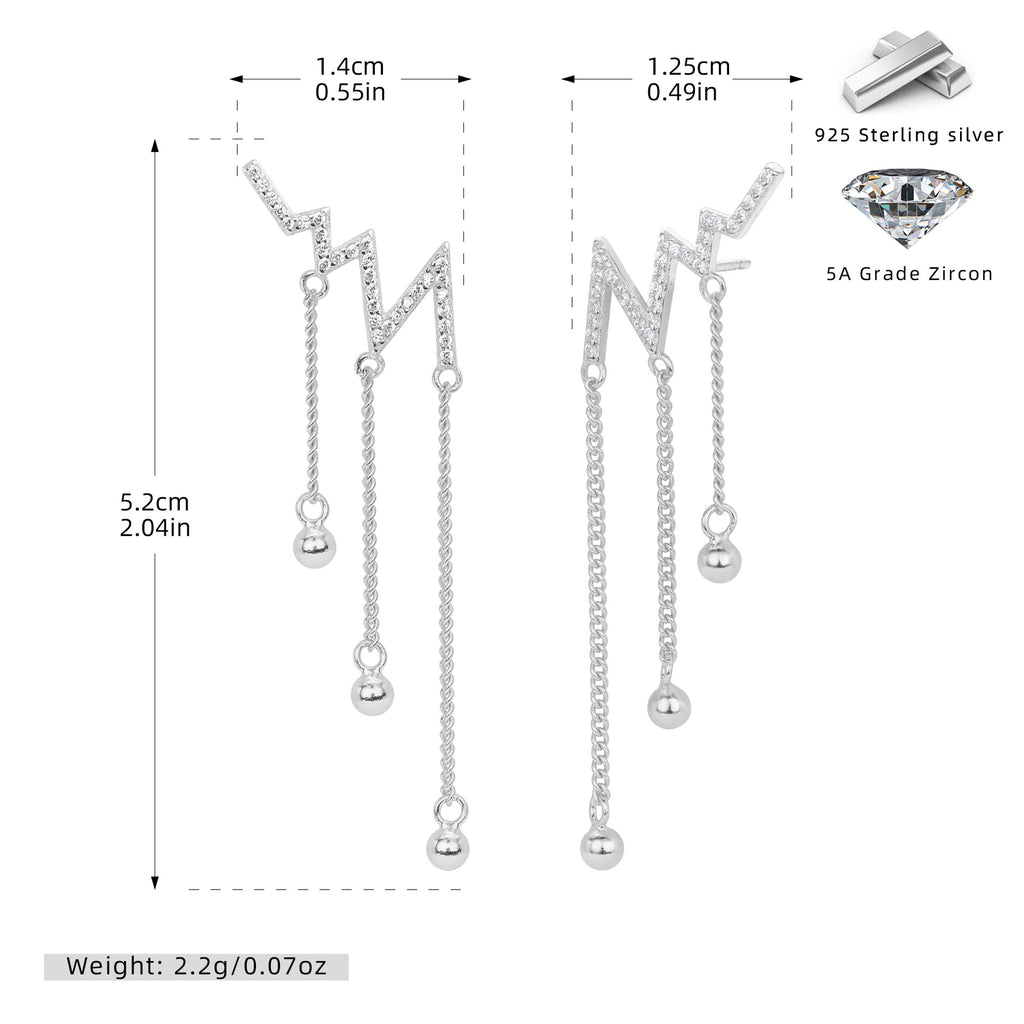 Damen Ohrhänger im modernen Zickzackdesign aus 925er Sterlingsilber mit funkelnden Zirkonen Shop Nory