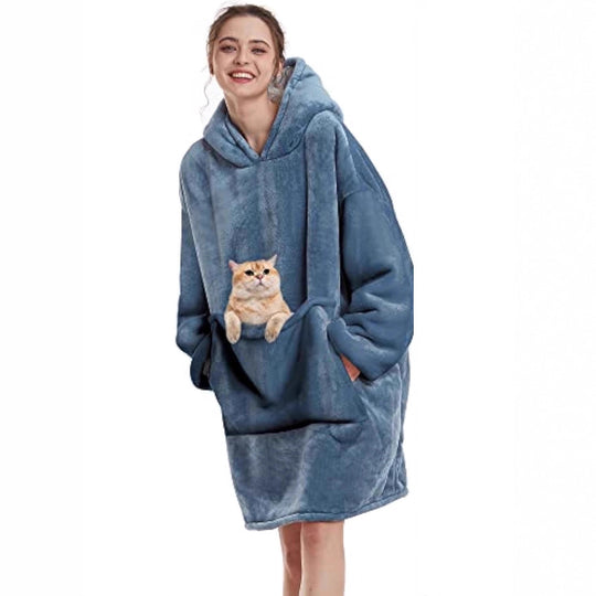 Damen Oversize Kapuzen-Kuscheldecke aus Mikrofaser mit Sherpa-Futter Shop Nory
