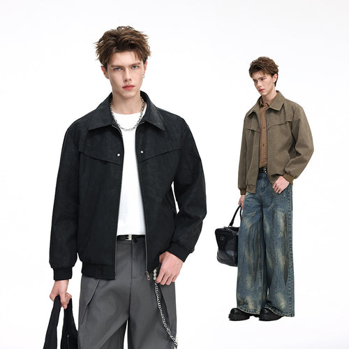 Herren Bomberjacke im Harrington‑Stil mit geripptem Saum und verdecktem Reißverschluss Shop Nory
