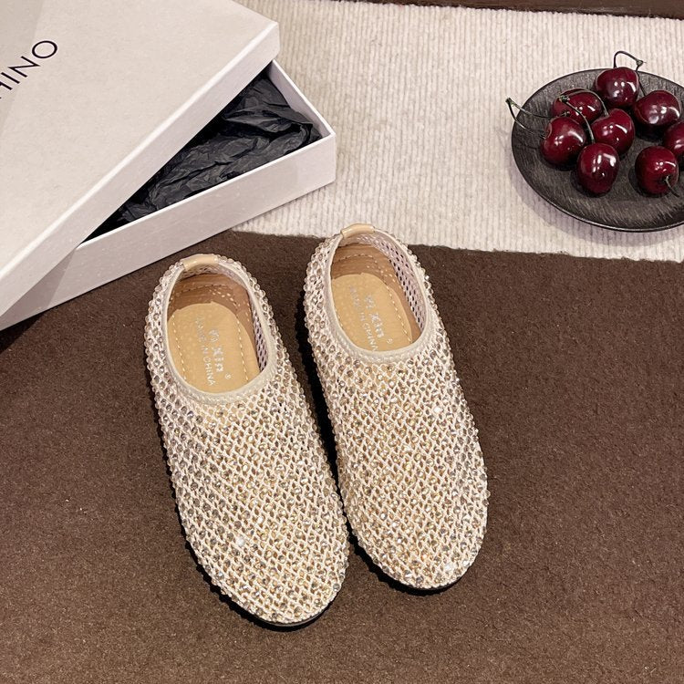 Damen komfortable Sneakers mit funkelnden Strass-Akzenten Shopnory