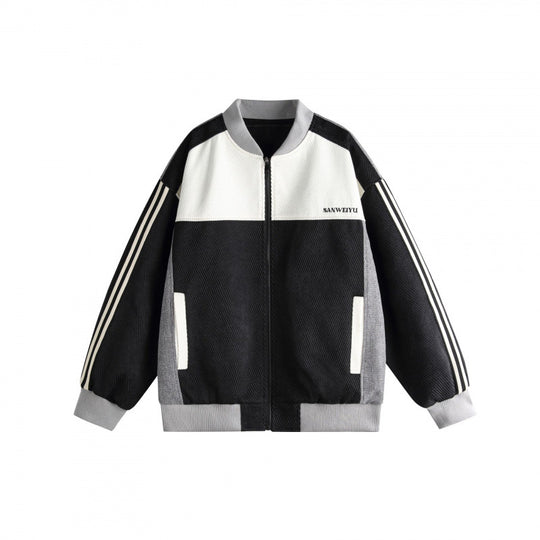 Unisex Kurz geschnittene Boxy‑Bomberjacke im Sportline‑Style mit durchgehendem Reißverschluss, kontrastierenden Streifenärmeln und gerippten Bündchen Shop Nory