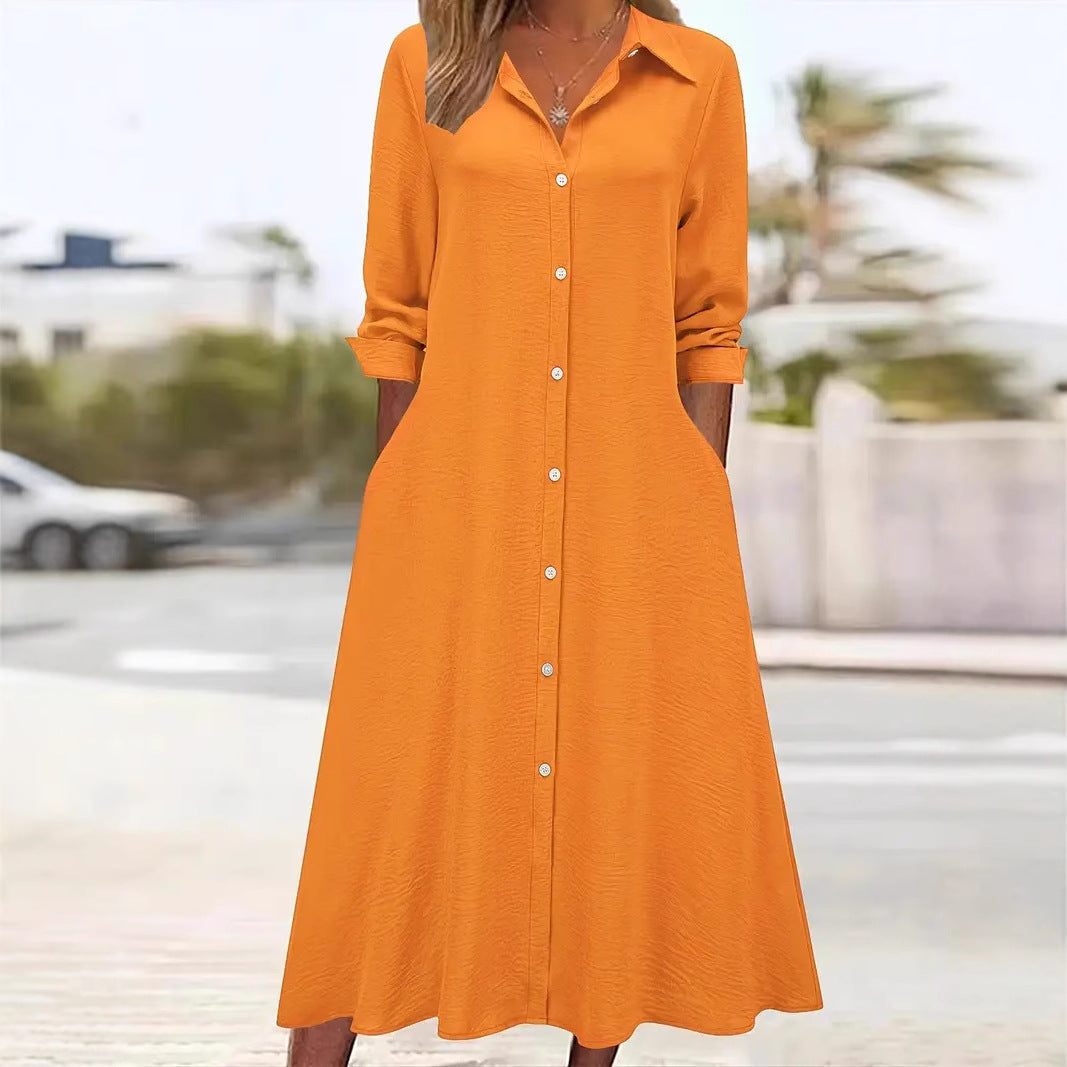 Damen Hemdblusenkleid mit praktischen Taschen und elegantem Schnitt
