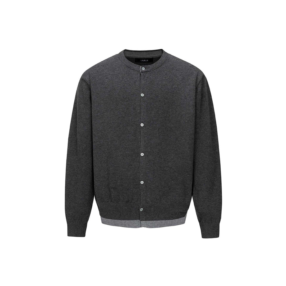 Herren Feinstrick-Cardigan mit Rundhals, durchgehender Knopfleiste und geripptem Saum Shop Nory