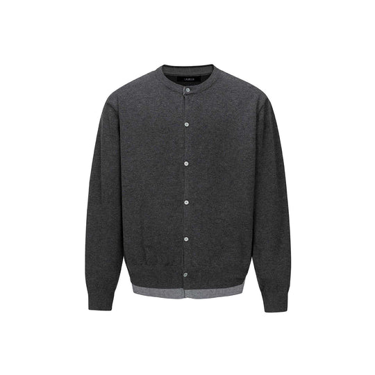 Herren Feinstrick-Cardigan mit Rundhals, durchgehender Knopfleiste und geripptem Saum Shop Nory