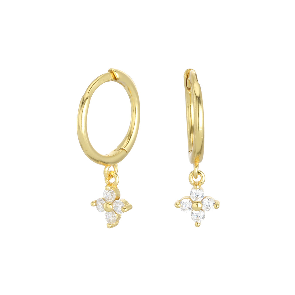 Damen Creolenohrringe mit blütenförmigen Anhängern und hochwertigem Zirkonbesatz Shop Nory