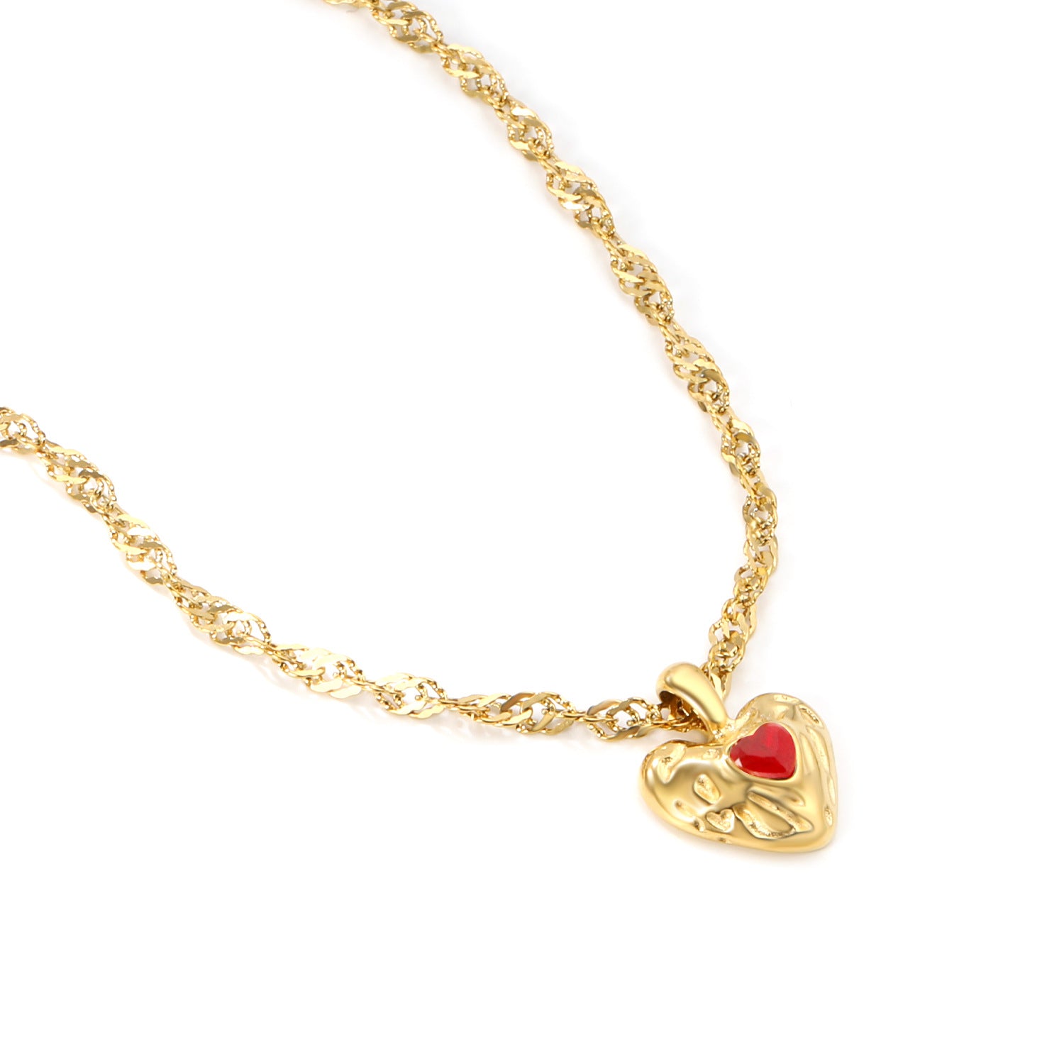 Damen Halskette mit herzförmigem Anhänger aus hochwertigem Edelstahl mit funkelndem Zirkonia Shop Nory