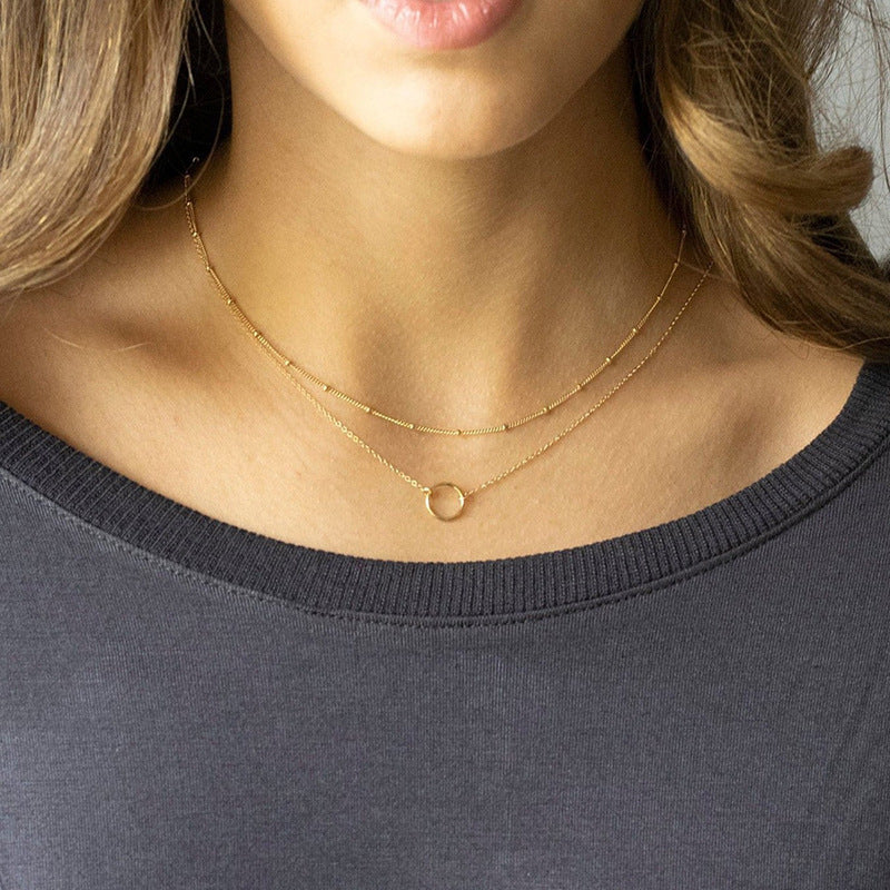 Damen mehrlagige Halskette mit modernen Ringen und filigranem Design Shop Nory
