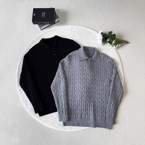 Herren Modisches Strick-Polohemd mit Zopfmuster Shop Nory