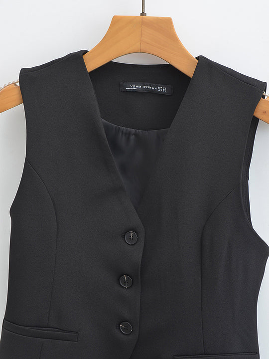 Damen Taillierte Business-Weste mit V-Ausschnitt und Knopfleiste Shop Nory