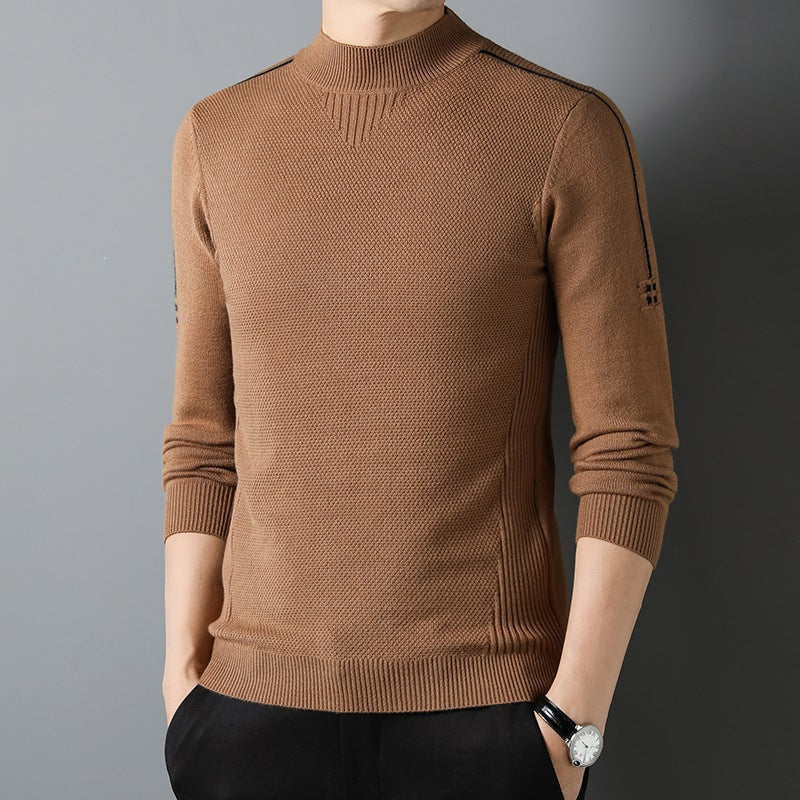 Herren Slim-Fit Strukturierter Feinstrickpullover mit kurzem Schlauchkragen und gerippten Säumen Shop Nory
