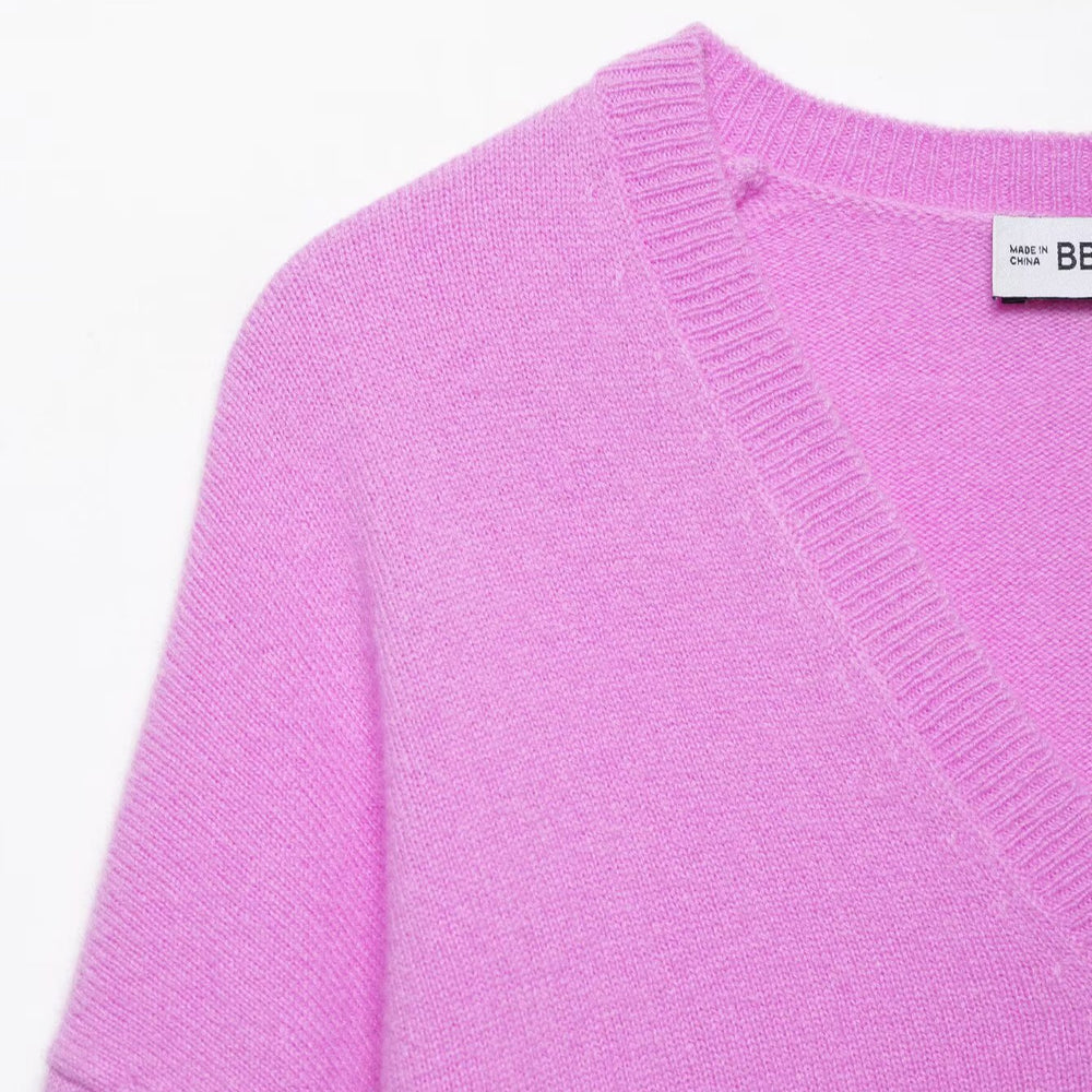 Damen Oversize V‑Ausschnitt Strickpullover mit überschnittener Schulter Shop Nory