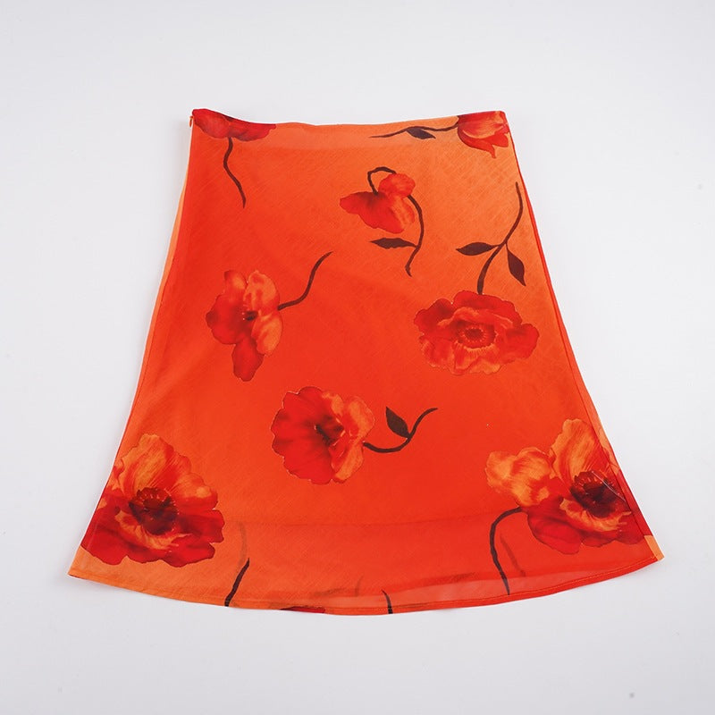 Damen schwingender Sommerrock mit floralen Mustern und leichtem Stoff