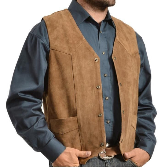 Herren Wildlederweste im rustikalen Look mit praktischen Taschen