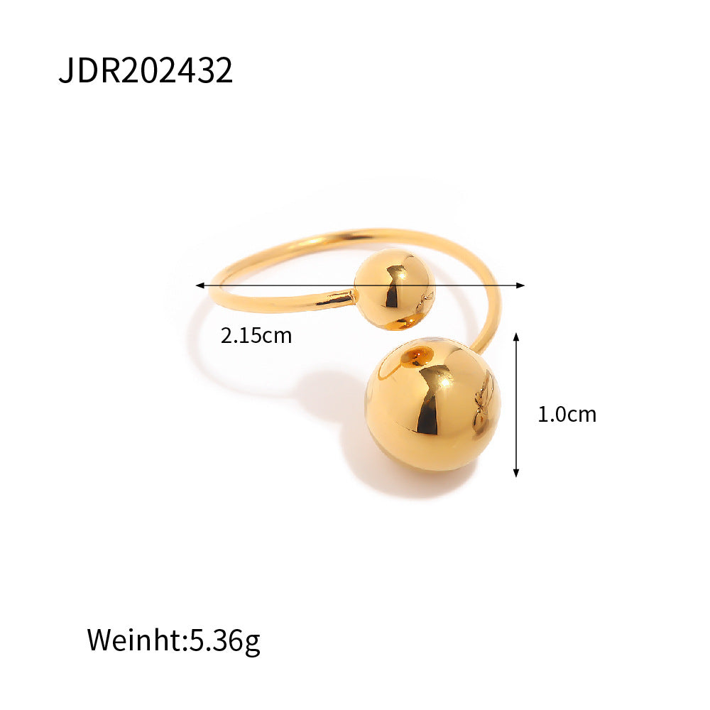Damen Offener Ring mit elegantem Doppel-Kugel-Design Shop Nory