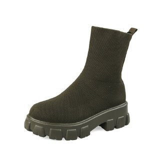 Damen trendige Stiefel mit hohem Schaft und robustem Plateau