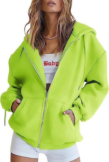 Damen nan oversized Kapuzenjacke mit durchgehendem Reißverschluss Kängurutaschen und weichem Sweatmaterial Shop Nory