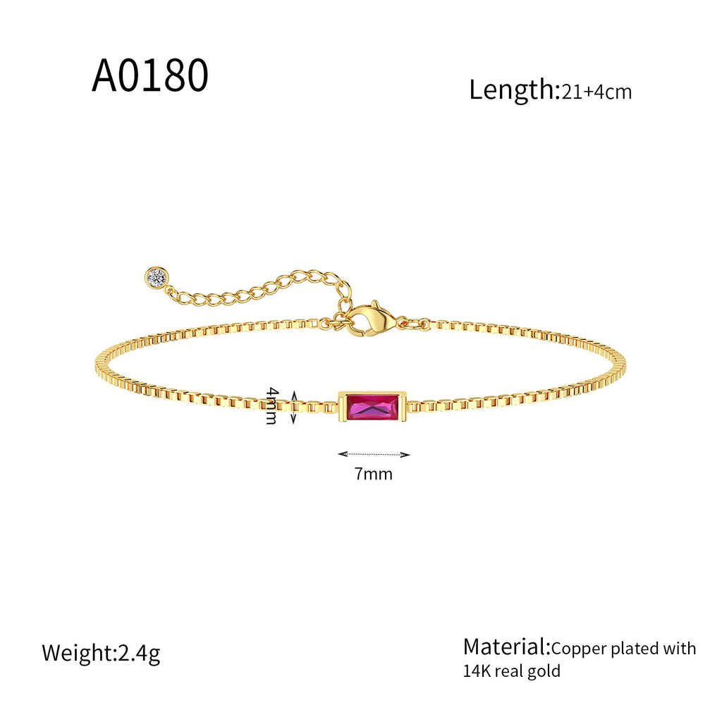 Zierliches Armband mit Rechteckigem Zirkonia und Verlängerungskettchen