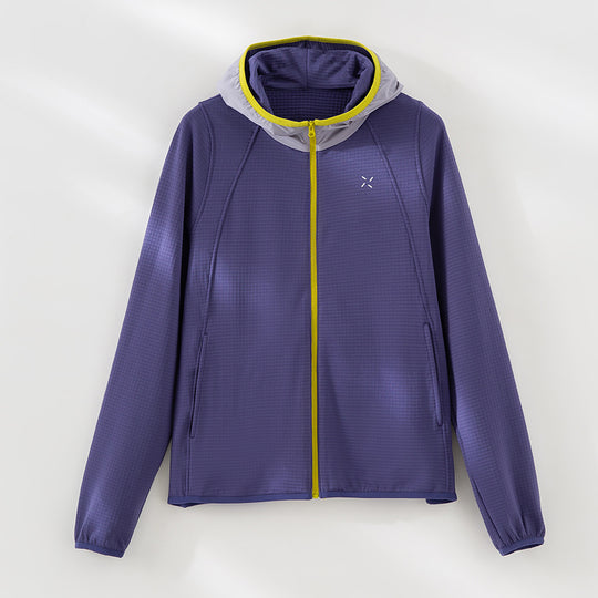 Damen Leichte Kapuzen-Trainingsjacke aus strukturiertem Funktionsjersey mit durchgehendem Reißverschluss Shop Nory