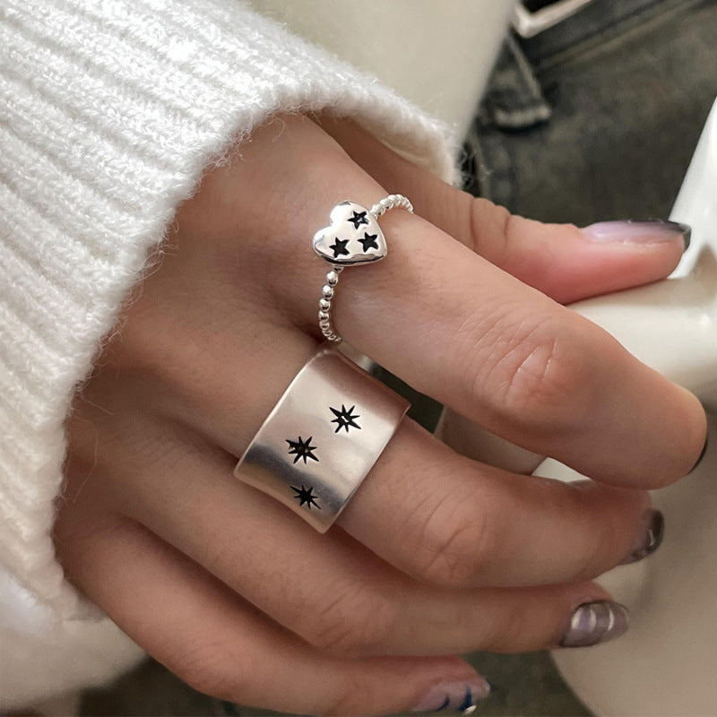 Damen herzförmiger Ring mit Sternen Shop Nory