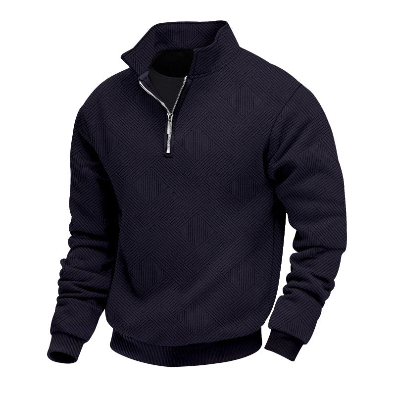 Herren hochwertiger Strickpullover mit Stehkragen und modischem Reißverschluss