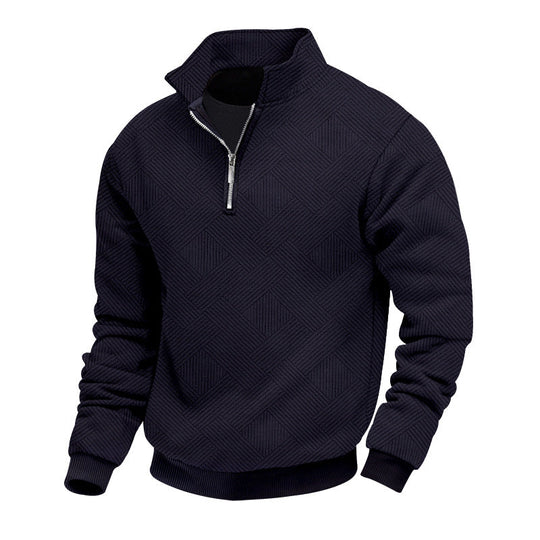 Herren hochwertiger Strickpullover mit Stehkragen und modischem Reißverschluss
